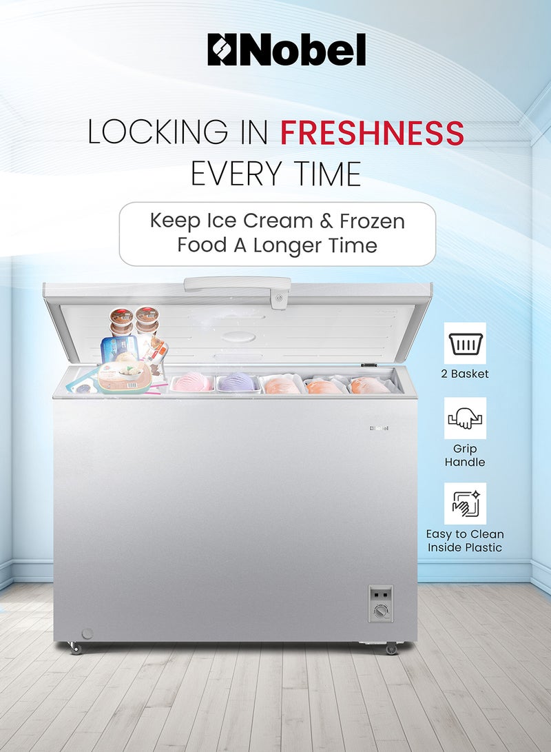 Nobel 550L Gross / 400L Net Capacity Compact Single Door Chest Freezer, R600a Refrigerant, Mechanical Control 400 L 230 W NCF550I Silver  - Image 4