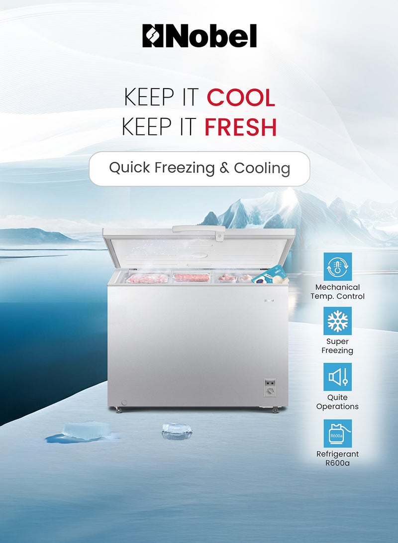 Nobel 550L Gross / 400L Net Capacity Compact Single Door Chest Freezer, R600a Refrigerant, Mechanical Control 400 L 230 W NCF550I Silver  - Image 5