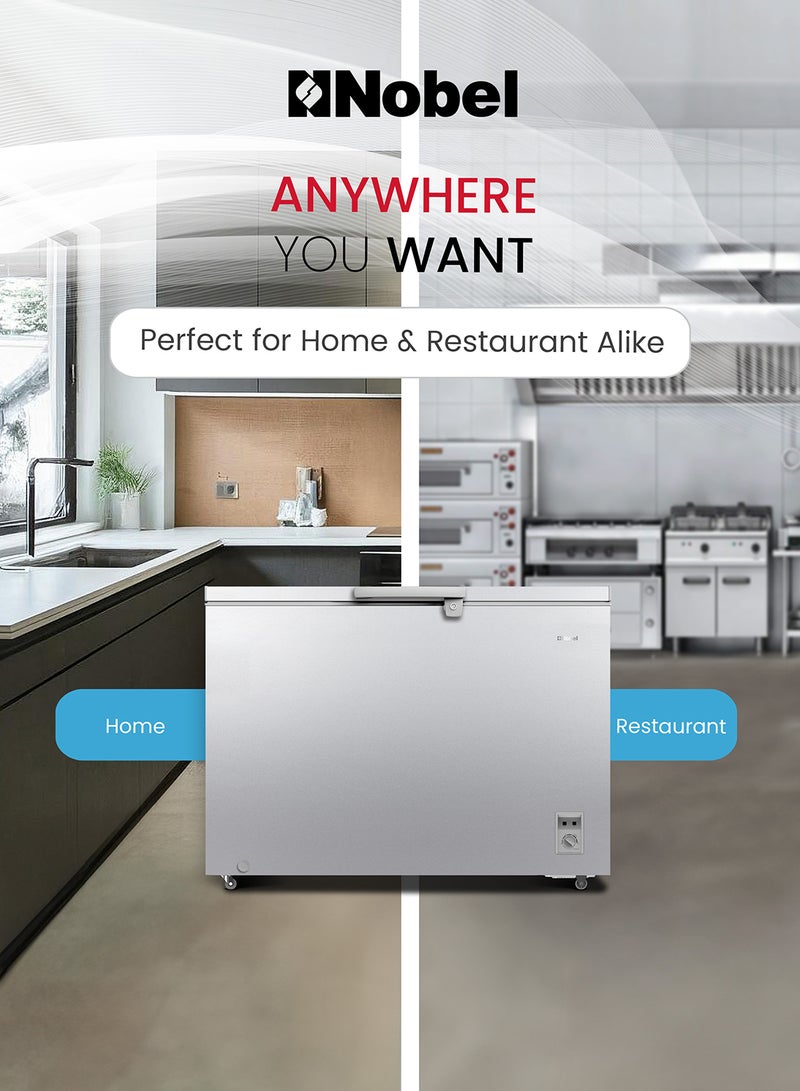 Nobel 550L Gross / 400L Net Capacity Compact Single Door Chest Freezer, R600a Refrigerant, Mechanical Control 400 L 230 W NCF550I Silver  - Image 3