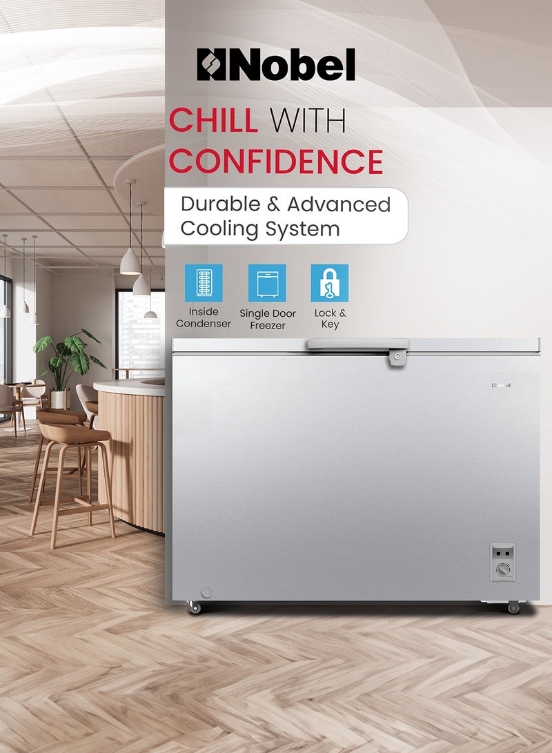 Nobel 550L Gross / 400L Net Capacity Compact Single Door Chest Freezer, R600a Refrigerant, Mechanical Control 400 L 230 W NCF550I Silver  - Image 2