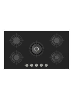 Bompani 90cm Built-In Hob, 5 Gas Euro Type Pool Burners, Sabaf Burners, Tempered Black Glass, Mechanical Control - One Year Manufacturer Warranty - BO297VFT Black  - Image 1