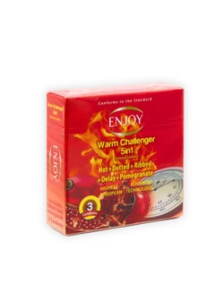 ENJOY Enjoy Warm Challenger Pomegranate Premium Condoms 3Pcs  - Image 3
