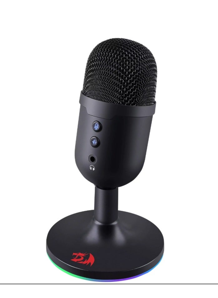 REDRAGON - Pulsar Streaming Microphone, Omni-Directional (360° Radio Reception), Volume Mute & Noise Cancelling Control, USB Plug Cable, 1.8m Cable Length, Black | GM303 - Image 1