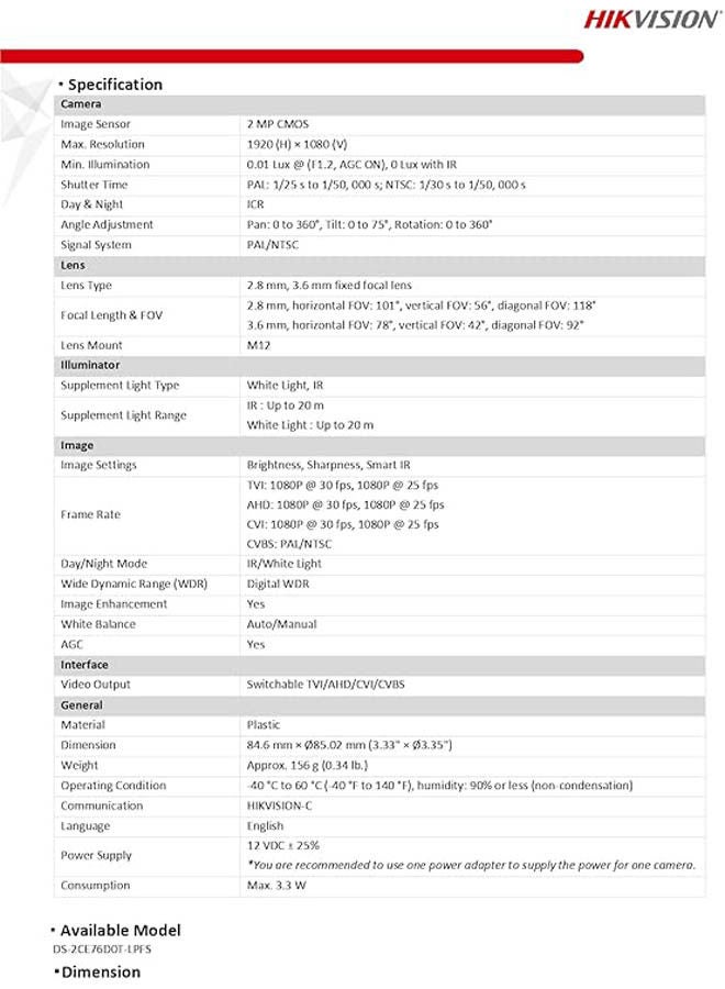 HIKVISION HIKVISION 2Mp Dual Light Audio Fixed Turret Camera  - Image 3
