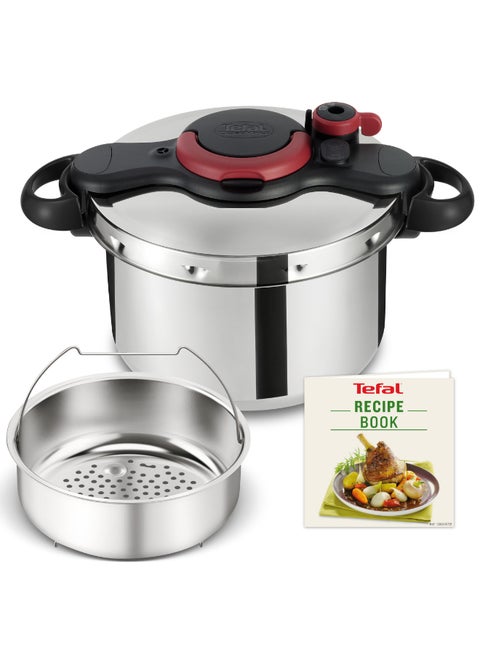 TEFAL Pressure Cooker | Clipso Minut Easy 7.5L | Stainless steel | All heat sources including induction | Cooks Up To 2 Times Faster | Vitamins Preserved |Made in France| 2 Years Warranty | P4624866 Silver 7.5 Liter