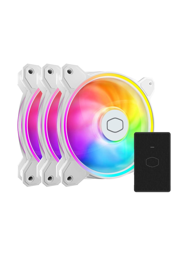 COOLER MASTER MasterFan MF120 Halo² White 3in1 PC Case|Liquid Cooler|Air Cooler Fan, Dual Loop Gen 2 ARGB LEDs Rings, Dynamic PWM 120mm 2,050 RPM, Air Balance Blades, Hybrid Frame (MFL-B2DW-213P2-R2) 