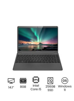 InnJoo S1 laptop With 14.1-Inch Display, Core i5 1035G4 Processor/8GB RAM/256GB SSD/Intel Iris Plus Graphics/Windows 11 Damaged box English/Arabic Grey  - Image 1