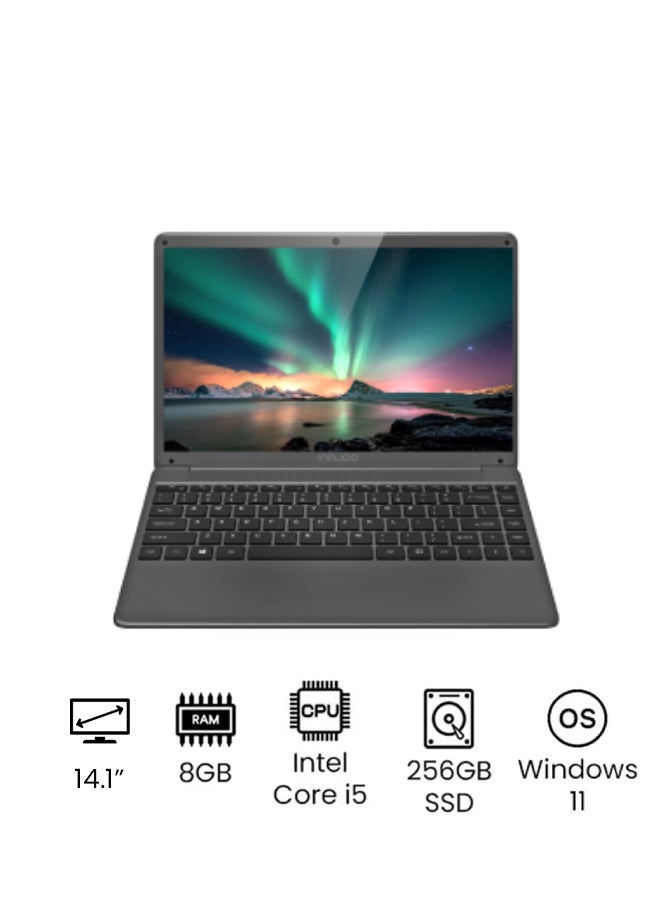 InnJoo - S1 laptop With 14.1-Inch Display, Core i5 1035G4 Processor/8GB RAM/256GB SSD/Intel Iris Plus Graphics/Windows 11 Damaged box English/Arabic Grey - Image 1