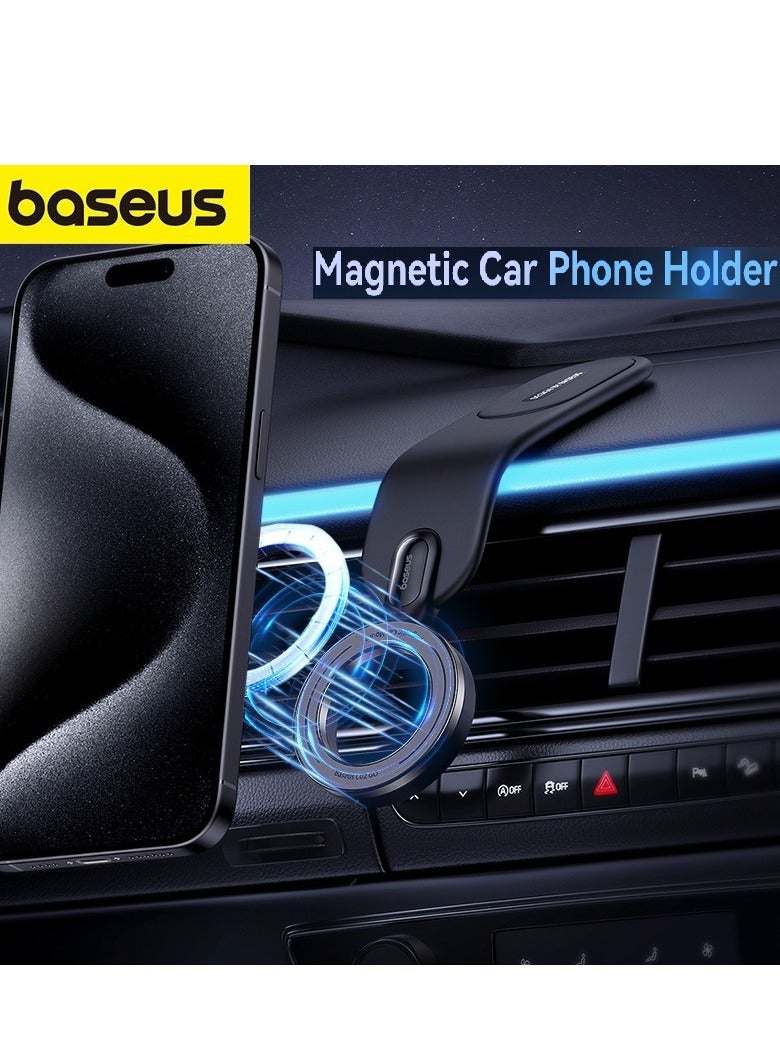 MagSafe Car Mount Detachable, Bendable Aluminum Arm Magnetic Phone Holder for Car【20N Super Strong Magnets】 Cell Phone Mount for Car Dashboard Fit iPhone 15 14 13 Pro Max Mini Mag Safe Accessories Black