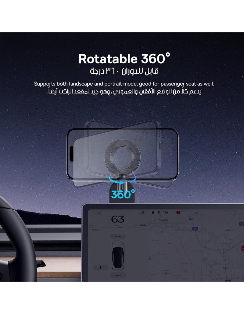 MagSafe Car Mount Detachable, Bendable Aluminum Arm Magnetic Phone Holder for Car【20N Super Strong Magnets】 Cell Phone Mount for Car Dashboard Fit iPhone 15 14 13 Pro Max Mini Mag Safe Accessories Black