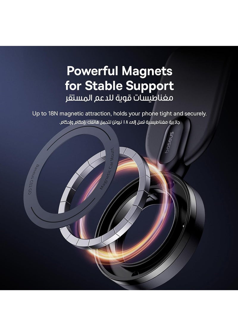 MagSafe Car Mount Detachable, Bendable Aluminum Arm Magnetic Phone Holder for Car【20N Super Strong Magnets】 Cell Phone Mount for Car Dashboard Fit iPhone 15 14 13 Pro Max Mini Mag Safe Accessories Black