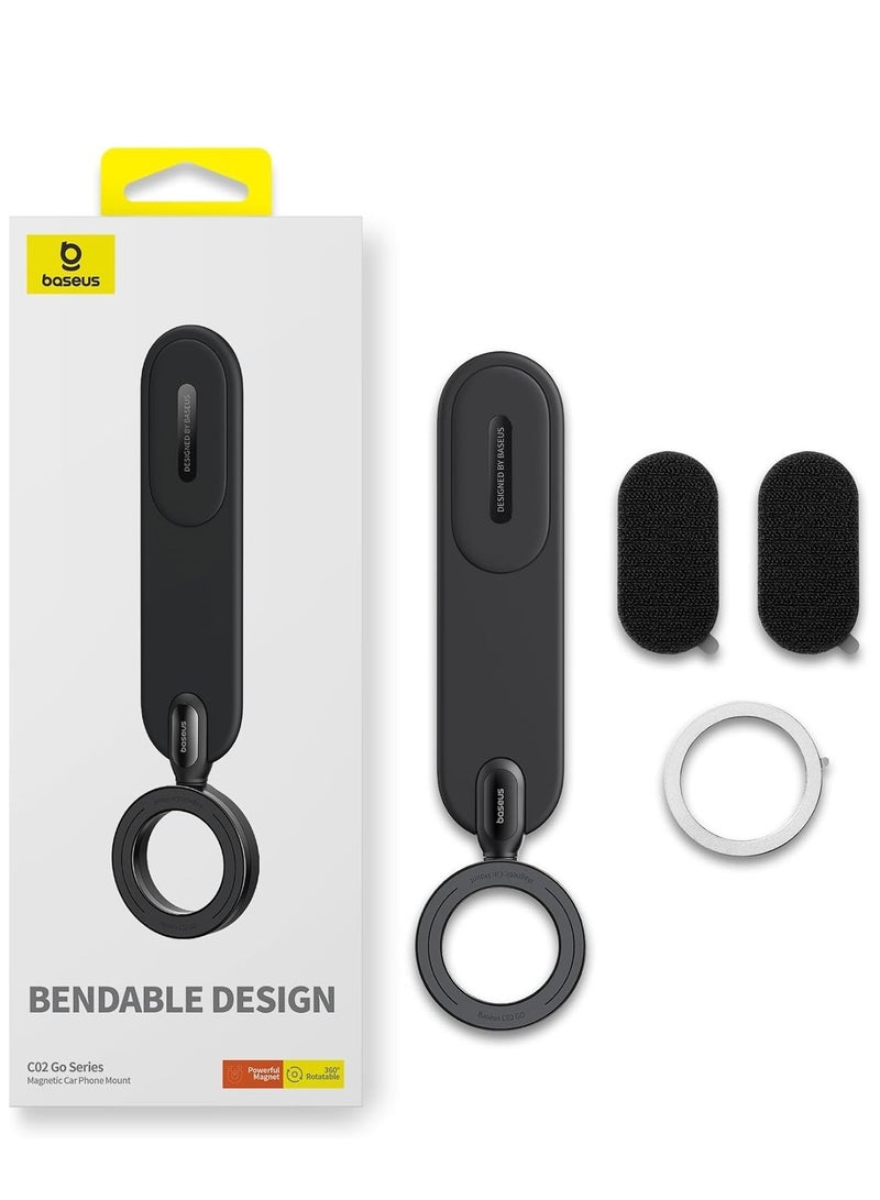MagSafe Car Mount Detachable, Bendable Aluminum Arm Magnetic Phone Holder for Car【20N Super Strong Magnets】 Cell Phone Mount for Car Dashboard Fit iPhone 15 14 13 Pro Max Mini Mag Safe Accessories Black