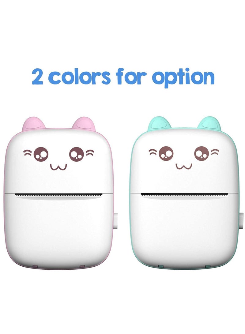 Toshionics - Mini Portable Thermal Printer with 1 Roll Paper Pocket Size Wireless Bluetooth for Android iOS Smartphone BT Inkless Printing Gift for Label Receipt Photo Notes Study Home Office Blue Blue - Image 1