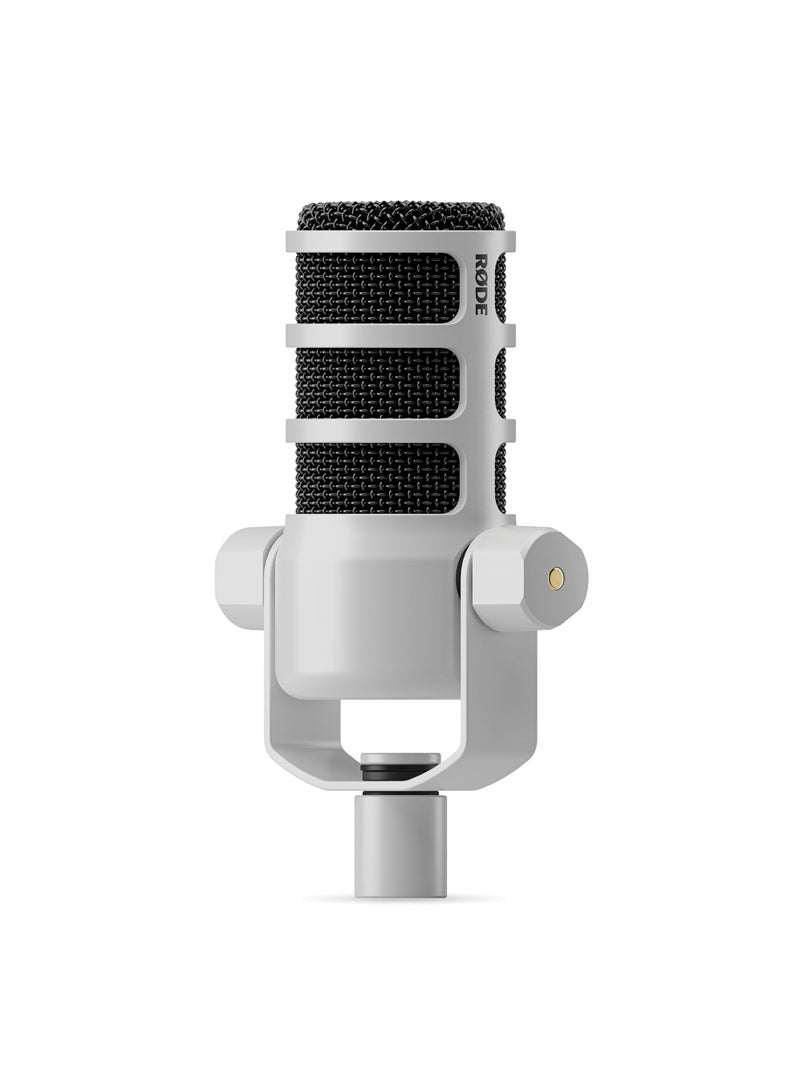 RODE - PodMic USB Versatile Dynamic Broadcast Microphone with XLR and USB Connectivity PODMICUSBW White - Image 1
