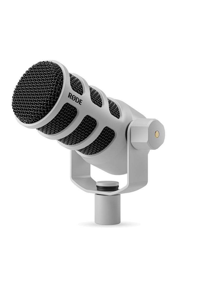 RODE - PodMic USB Versatile Dynamic Broadcast Microphone with XLR and USB Connectivity PODMICUSBW White - Image 1