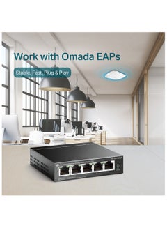 TP-LINK TL-SF1005LP is a 5-Port 10/100Mbps Desktop Switch with 4-Port PoE Black  - Image 2
