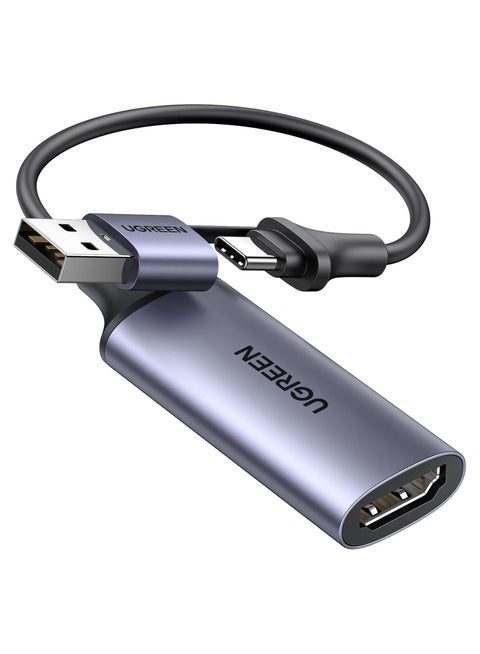 UGREEN Video Capture Card 4K HDMI to USB-A/USB-C HDMI Capture Card Full HD 1080P USB 2.0 Capture Video and Audio Recording for Gaming, Streaming, Teaching, Video Conference SILVER
