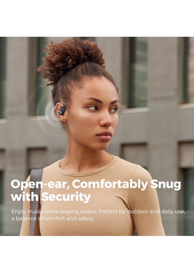 SoundPEATS GoFree 2 Bluetooth Headphones 5.3 Bluetooth Sport Earphones With Ear Hooks Hi-Res Audio LDAC Codec, 16.2 mm Multipoint Driver, Lightweight Open Ear Design 4 Microphones 35 Hours Pearlescent Black  - Image 4