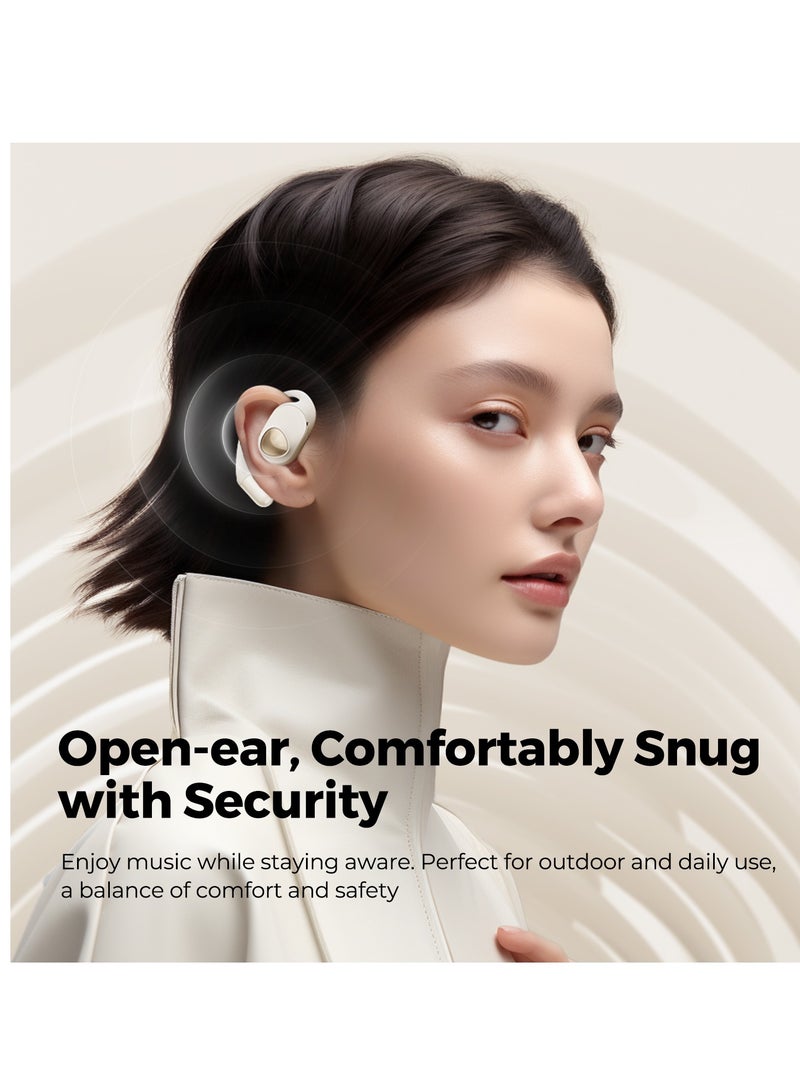 SoundPEATS - GoFree 2 Bluetooth Headphones 5.3 Bluetooth Sport Earphones with Ear Hooks Hi-Res Audio LDAC Codec, 16.2 mm Multipoint Driver, Lightweight Open Ear Design 4 Microphones 35 Hours Pearlescent Beige - Image 1