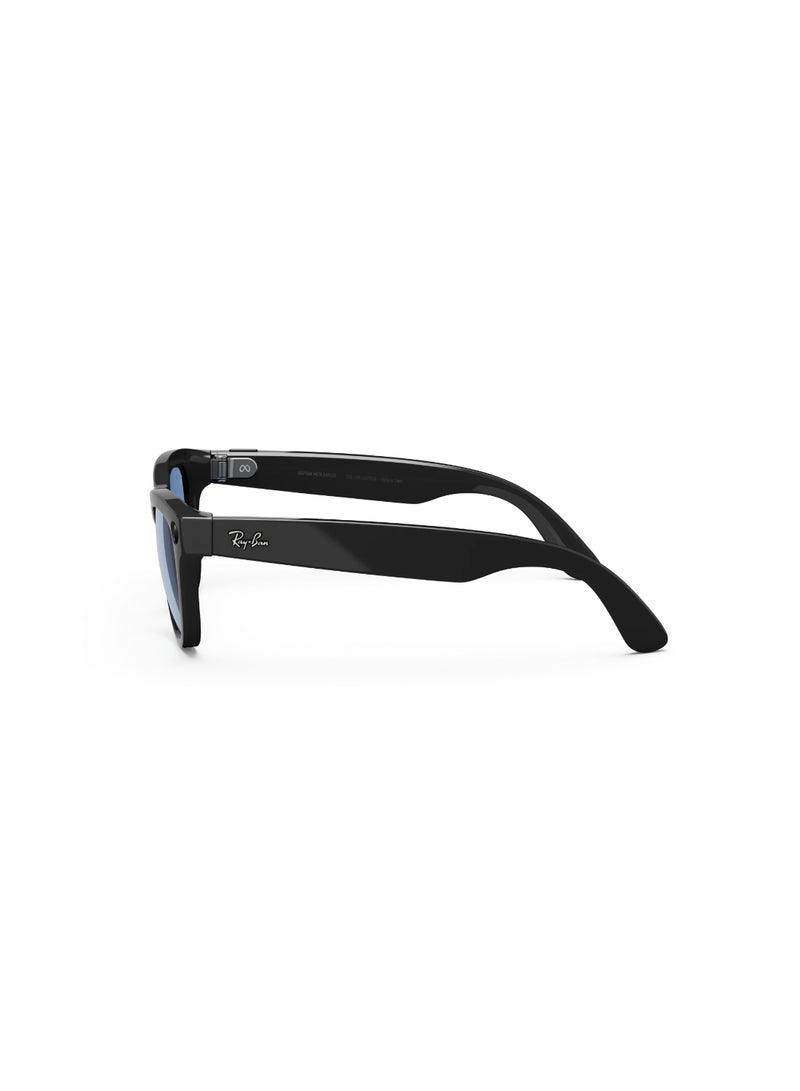 Meta RAY-BAN Skyler (Gen 1) Shiny Black Frame Tint to Cerulean Blue Transitions Lens Standard High Bridge Black - Image 4