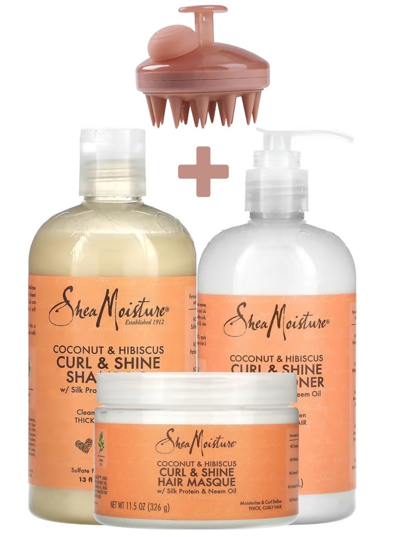 SheaMoisture Ultimate Curl Care Bundle - Assorted Shampoos, Coconut & Hibiscus Curl and Shine Conditioner 13 oz, and Curl Enhancing Smoothie 12 oz - Hydrate, Define, and Shine, Sulfate-Free  - Image 1