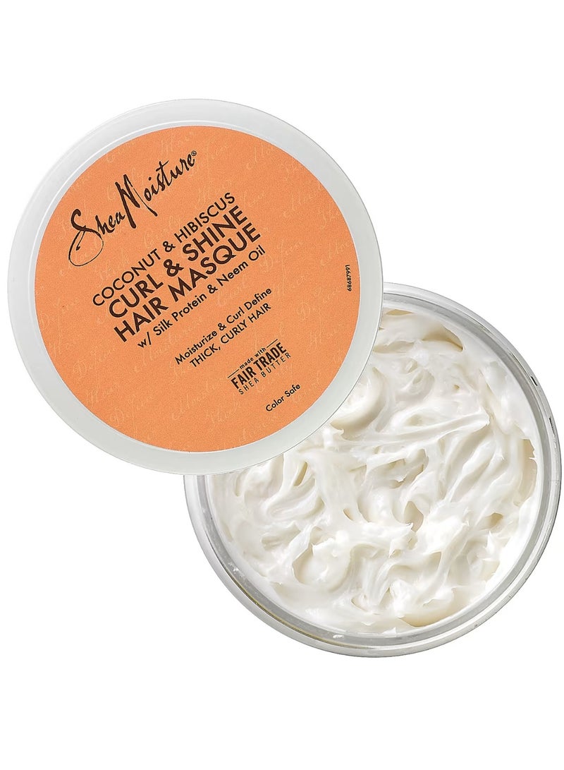 SheaMoisture Coconut & Hibiscus Curl Enhancing Smoothie, Hair Mask, 12 oz & Hair Scrubber - Defines Curls, Reduces Frizz, Adds Shine, Sulfate-Free - Image 2