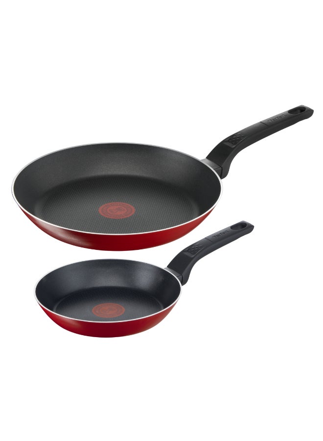 TEFAL Easy Clean 2 Pcs Frypan Set (20 and 26 cm), Non-stick, Aluminium, red, B5729083 Red 20 and 26 cmcm - Image 1