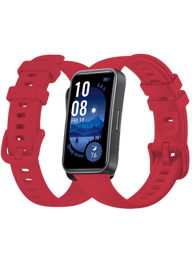 MARGOUN [Huawei Band 9] Soft Silicone Wristband Replacement Band Watch Strap Sport Strap Red2 - Image 1