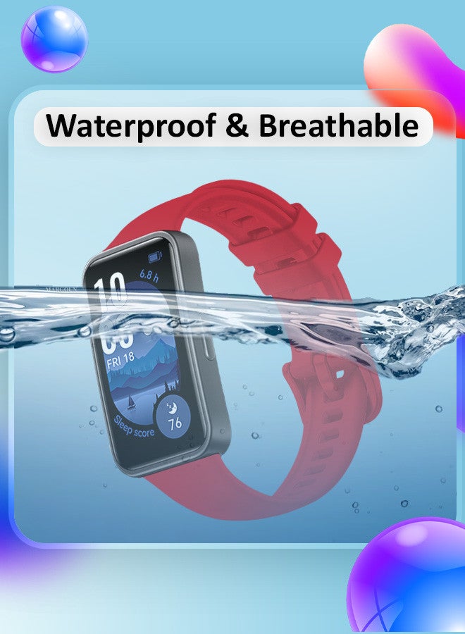 MARGOUN [Huawei Band 9] Soft Silicone Wristband Replacement Band Watch Strap Sport Strap Red2 - Image 2