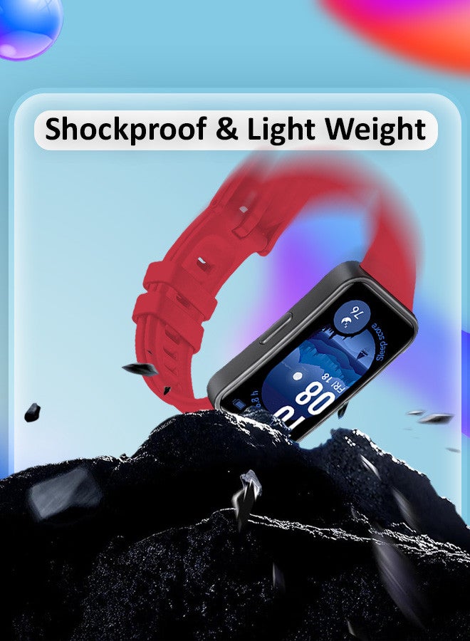 MARGOUN [Huawei Band 9] Soft Silicone Wristband Replacement Band Watch Strap Sport Strap Red2 - Image 3