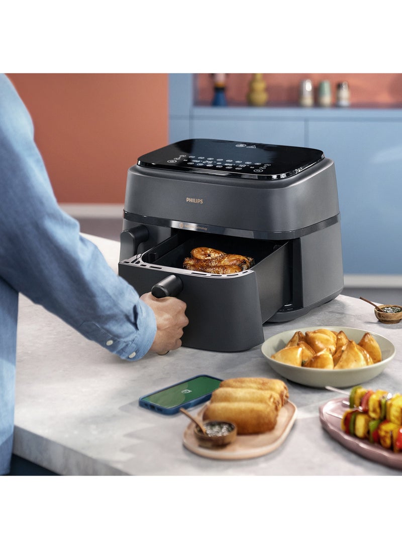 Philips Dual Basket AirFryer XXL - 2 Basket Drawers, 8 Preset Functions, Touchscreen, 9 L 2750 W NA350/00 Black - Image 5