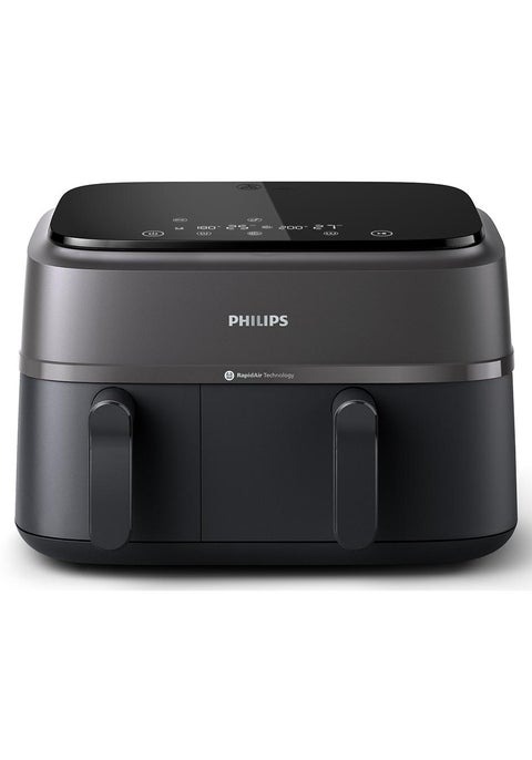 Dual Basket AirFryer XXL - 2 Basket Drawers, 8 Preset Functions, Touchscreen, 9 L 2750 W NA350/00 Black