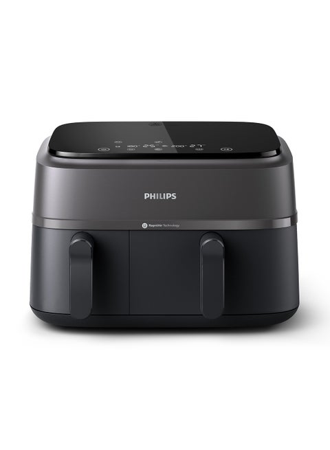 Dual Basket AirFryer XXL - 2 Basket Drawers, 8 Preset Functions, Touchscreen, 9 L 2750 W NA350/00 Black