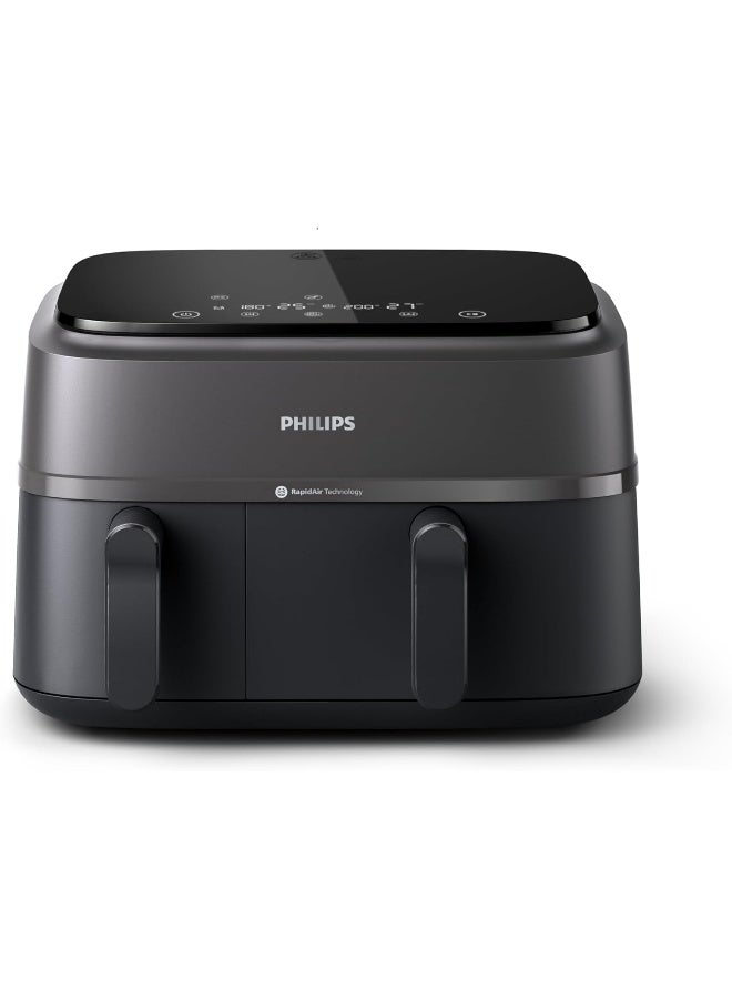 Philips Dual Basket AirFryer XXL - 2 Basket Drawers, 8 Preset Functions, Touchscreen, 9 L 2750 W NA350/00 Black - Image 1