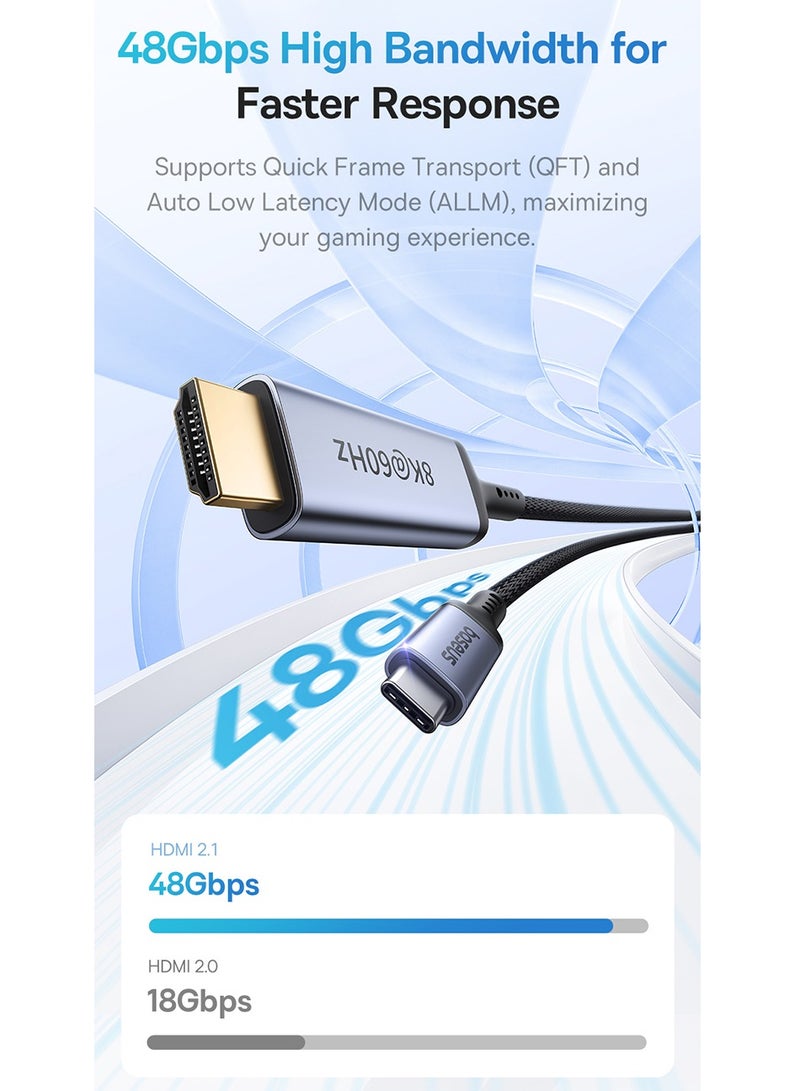 Baseus High Definition Series Type-C to HDMI 8K Adapter 1.5m Cluster Black  - Image 3