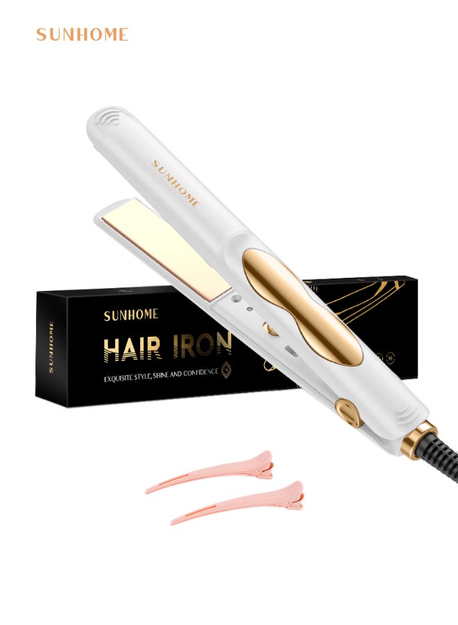 Professional Mini Hair Straightener Small Flat Irons For Short Hair Curls Bangs Travel Flat Iron White 