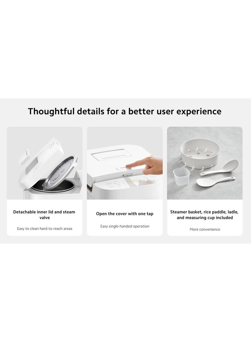 Xiaomi - Smart Multifunctional Rice Cooker | 1L Rice Capacity | 3L Water Capacity | Mi Home App control | 3 L 675 W MFB120A-1 | BHR7925UK White - Image 1