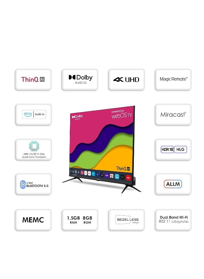 gvc pro 65 Inch 4K Smart TV, HDR10+, WebOS, Dolby Vision, Magic Remote, Built in Receiver, with Free Mount - GVC-65WS7100 Black  - Image 2