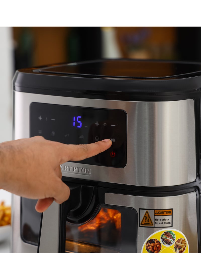 KRYPTON Double Heating Digital Air Fryer Pot With Rack And Vortex Frying Technology LED Display 7.5 L 2150 W KNAF6590 Black/Silver - Image 4