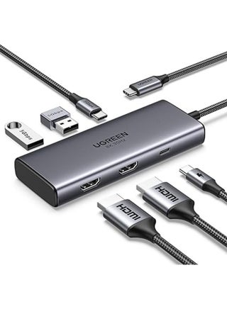 UGREEN Revodok 206 Docking Station 6 in 1 USB C Dock Dual HDMI 4K@60Hz Single 8K@30Hz 100W PD 5Gbps USB C and USB A Data Ports USB C Hub Compatible for HP, ASUS, ThinkPad and More Grey - pnsku/N70094752V/45/_/1721716369/590d4c96-d446-4e5d-85f8-b110c4c92d8f