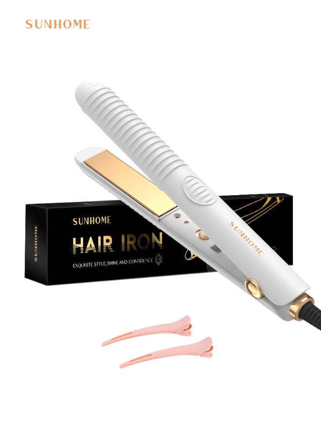 Professional Mini Hair Straightener Small Flat Irons For Short Hair Curls Bangs Travel Flat Iron White 