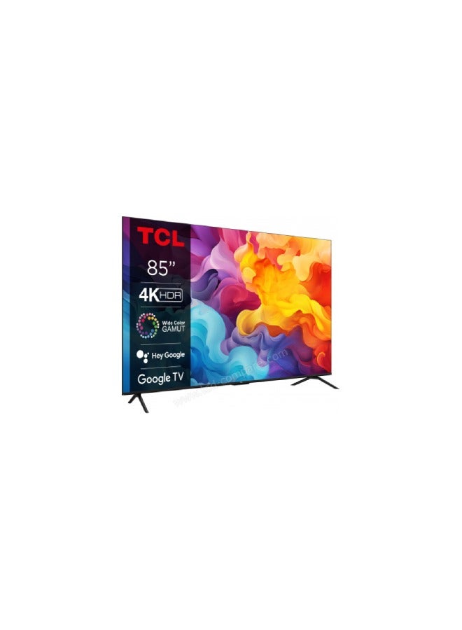 TCL - 85 Inch 4K UHD HDR10+ Google TV, (2024), 60HZ, Built in receiver - 85V6B Brushed Titanium - Image 1