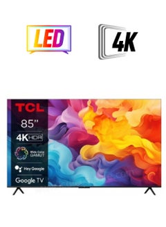 TCL 85 Inch 4K UHD HDR10+ Google TV, (2024), 60HZ, Built in receiver - 85V6B Brushed Titanium  - Image 1