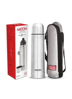 750ml Thermosteel Flask with Jacket, Keeps Drinks Hot and Cold for 24 Hours, 18/8 Stainless Steel, Double-Walled Vacuum Insulated Water Bottle with Inner Copper Coating - Flip Lid Silver