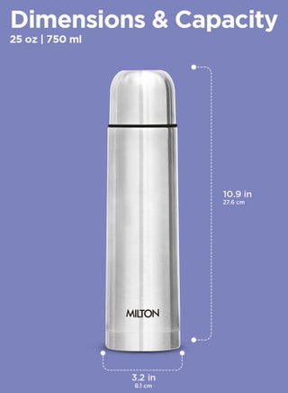 Milton Thermosteel Flip Lid 750, Double Walled Vacuum Insulated Thermos 750 ml | 25 oz | 24 Hours Hot and Cold Water Bottle with Cover, Stainless Steel, BPA Free, Leak Proof | Silver Silver - view 5