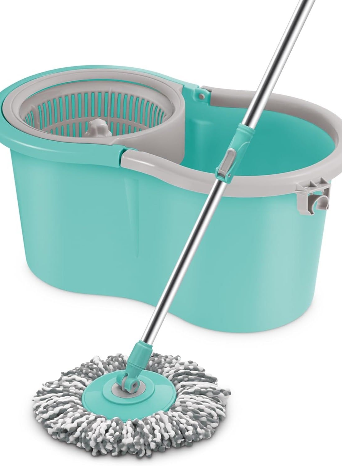 Spotzero by Milton Spotzero by Milton Ace Spin Mop Bucket, Extendable Handle, Wringer Set, 360 Spinning Mop Bucket Floor Cleaning And Mopping System with 1 Microfiber Refills, Aqua Green Aqua Green 