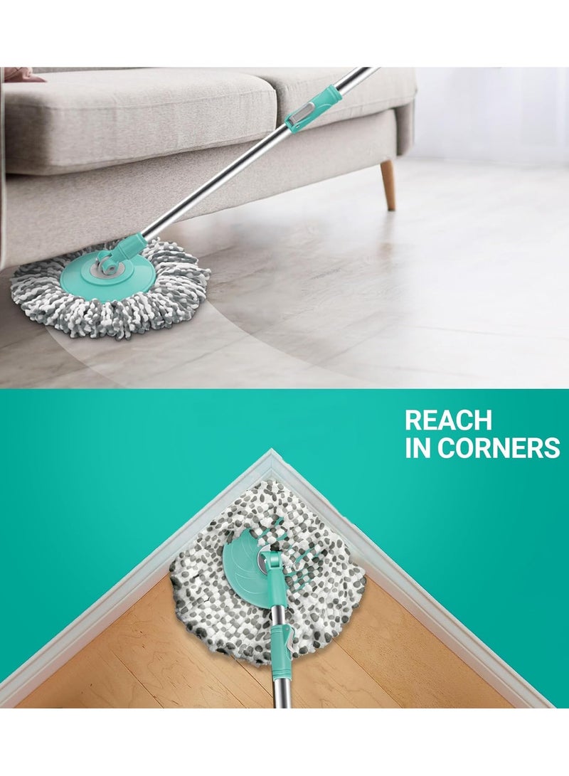 Spotzero by Milton - Spin Mop and Bucket with 1 Microfiber Refill, Liquid Dispenser, Wringer Set - Extendable Handle 360° Spinning Mop for Floor Cleaning - Ace Aqua Green - Image 1