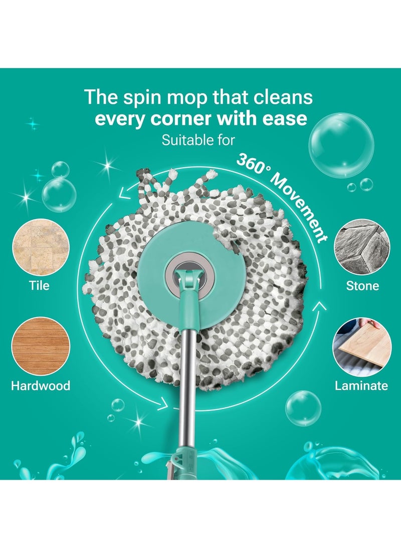 Spotzero by Milton - Spin Mop and Bucket with 1 Microfiber Refill, Liquid Dispenser, Wringer Set - Extendable Handle 360° Spinning Mop for Floor Cleaning - Ace Aqua Green - Image 1