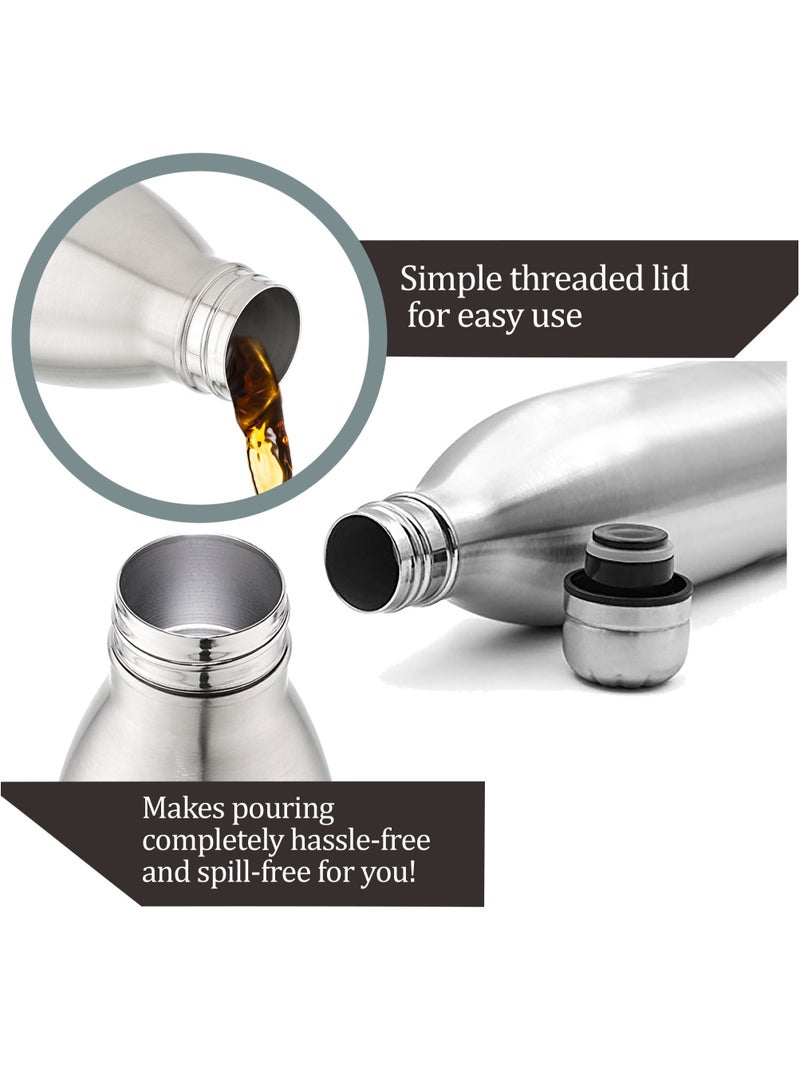Milton - 1000ml Vacuum Insulated Water Bottle, 18/8 Stainless Steel, Keeps Drinks Hot and Cold for 24 Hours, Double-Walled Thermos Flask with Inner Copper Coating for Sports, Gym, Duo Dlx Silver 1000ml - Image 1