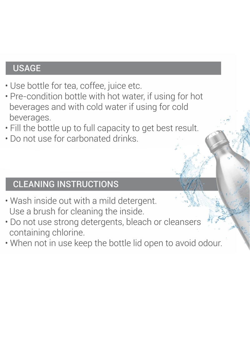 Milton - 1000ml Vacuum Insulated Water Bottle, 18/8 Stainless Steel, Keeps Drinks Hot and Cold for 24 Hours, Double-Walled Thermos Flask with Inner Copper Coating for Sports, Gym, Duo Dlx Silver 1000ml - Image 1